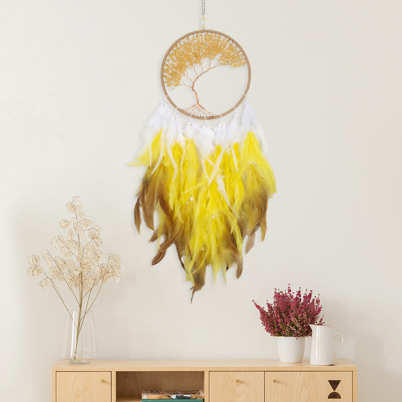 Attrape-rêves en cristal Olivenorma Arbre de vie avec plumes roses - Citrine - image 27