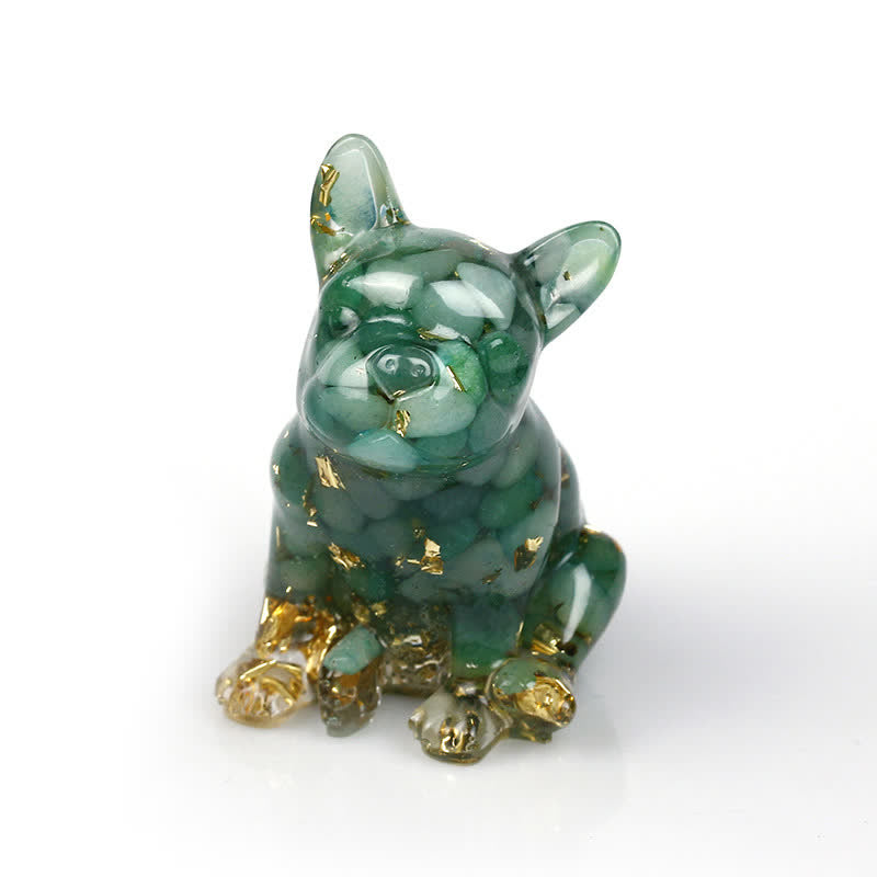 Décoration en pierres précieuses en cristal de bouledogue français Olivenorma - Aventurine verte - image 10