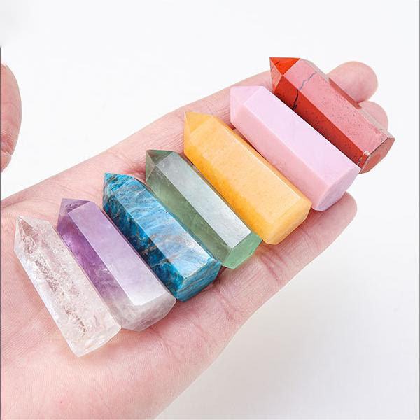 Ensemble de baguettes en cristal pour décoration de chakra en pierre brute Olivenorma