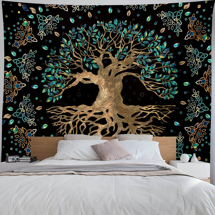 Tapisserie murale Olivenorma Life Of Tree noire et verte