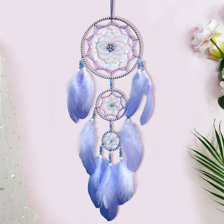 Perles acryliques Olivenorma Attrape-rêves en plumes bleu violet 