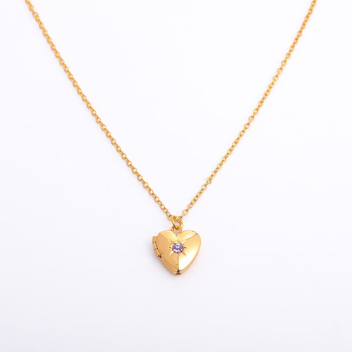 Collier album coeur avec pierre de naissance Olivenorma « Shine in My Heart » 
