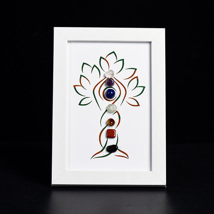 Cadre photo décoratif en pierre brute avec chakra de l'arbre de yoga Olivenorma