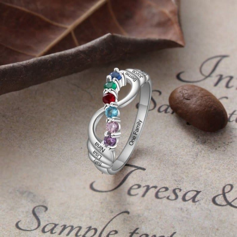 Bague porte-bonheur avec pierre de naissance de 12 couleurs Olivenorma