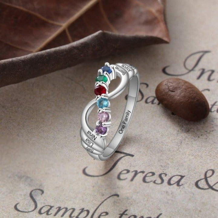 Bague porte-bonheur avec pierre de naissance de 12 couleurs Olivenorma