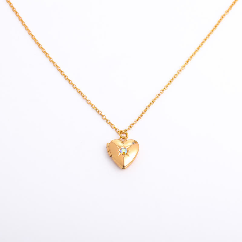 Collier album coeur avec pierre de naissance Olivenorma « Shine in My Heart » 