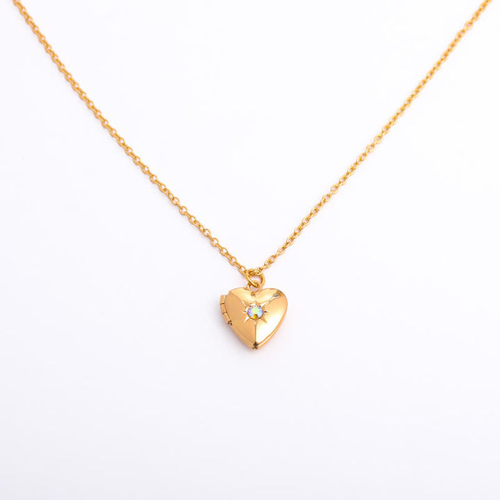 Collier album coeur avec pierre de naissance Olivenorma « Shine in My Heart » 