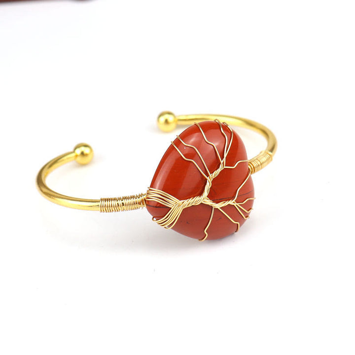 Bracelet en cristal naturel en forme de cœur enveloppé de fil de cuivre doré Olivenorma 