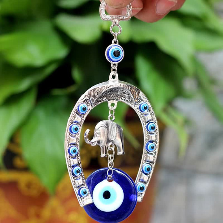 Décoration murale Olivenorma Blue Evil Eye, Elephant &amp; Horseshoe