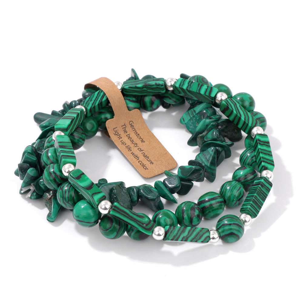 Ensemble de bracelets irréguliers à trois couches en pierre naturelle Olivenorma 