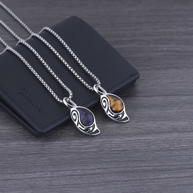 Collier en acier titane avec protection contre la chance et le courage Olivenorma 