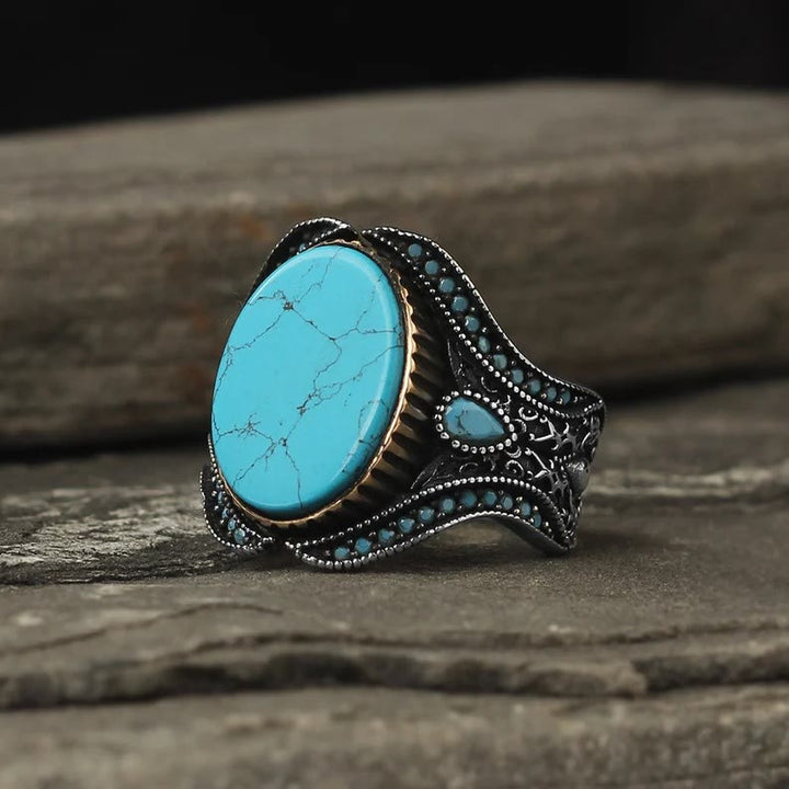 Bague pour homme en argent sterling avec turquoise Olivenorma