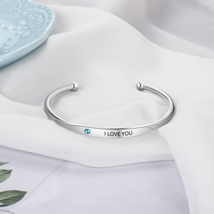 Bracelet personnalisé Olivenorma avec gravure de pierre de naissance 