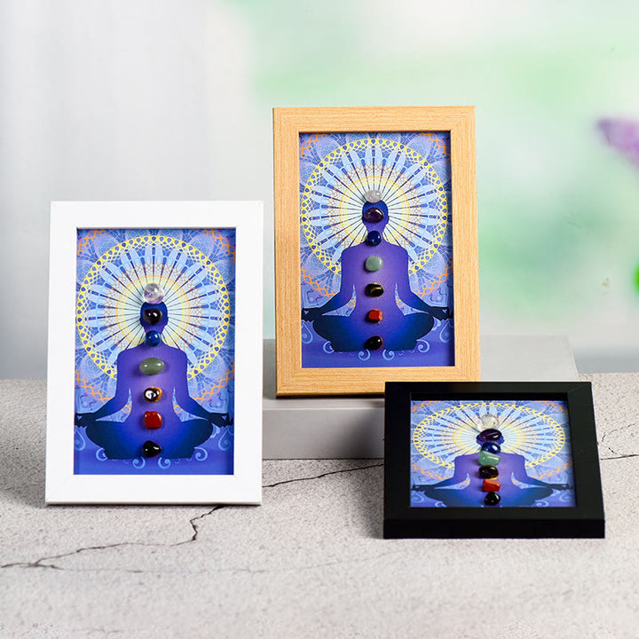 Cadre photo décoratif en pierre de chakra pour posture de méditation yoga Olivenorma