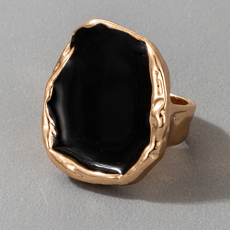 Bague ajustable en résine à bords dorés irréguliers exagérés Olivenorma