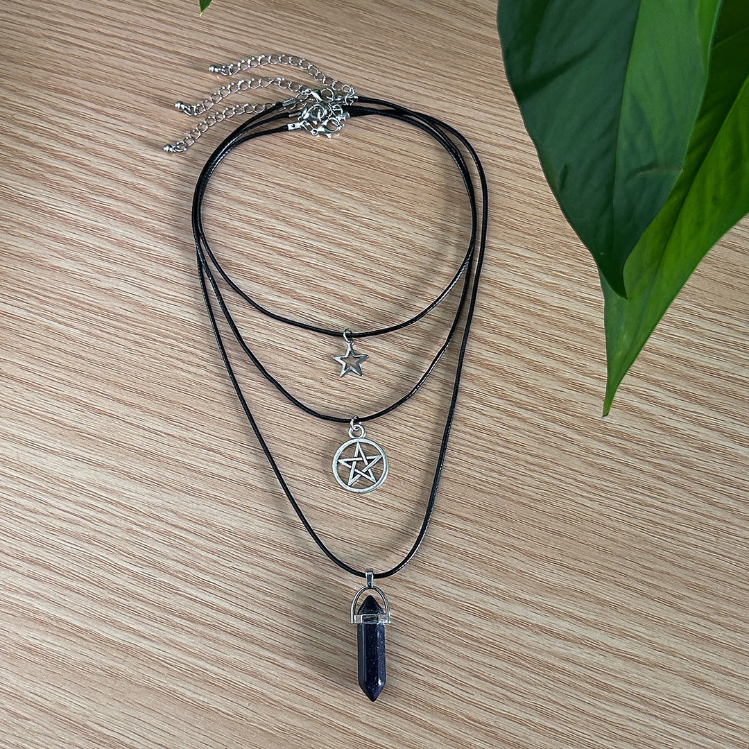 Ensemble de colliers avec pendentif en pierre naturelle Arbre de vie et mauvais œil Olivenorma 