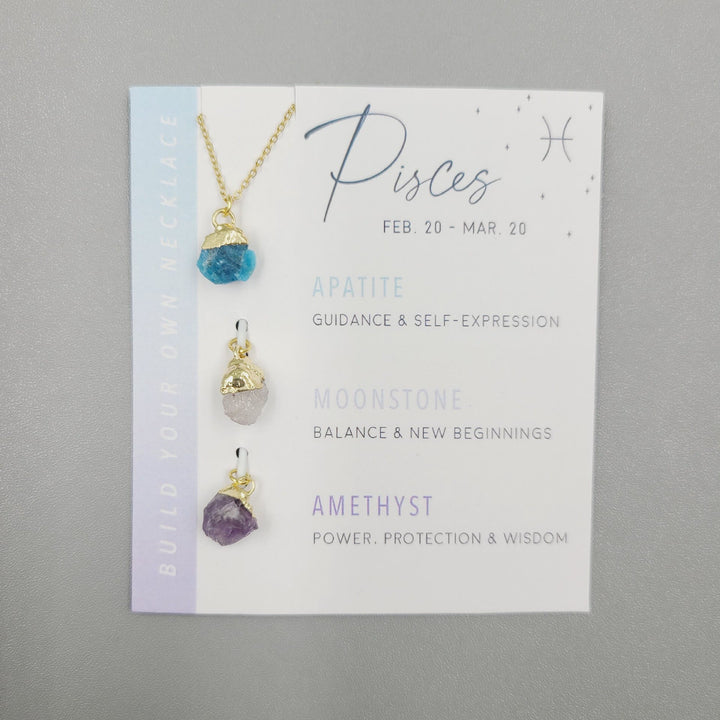 Collier avec pendentifs en cristal brut du zodiaque Olivenorma