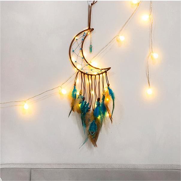 Pendentif Olivenorma Turquoise Attrape-rêves Plume Bleu Marron 