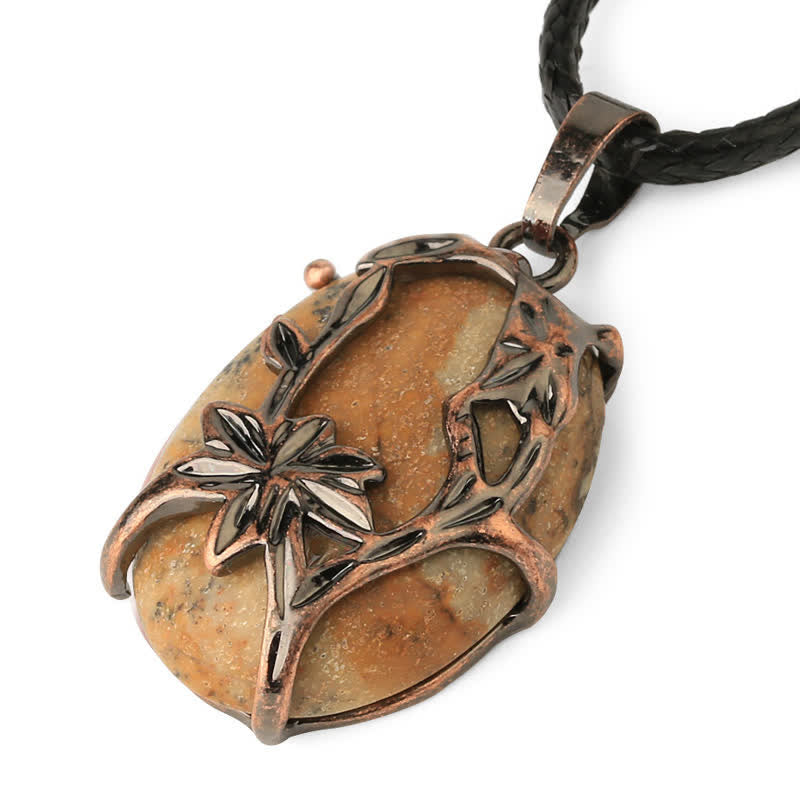Collier en cristal enveloppé de fleurs en laiton et améthyste Olivenorma