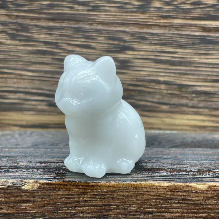 Décoration en pierre précieuse en forme de chaton mignon de 1,2 pouce en pierre naturelle Olivenorma 