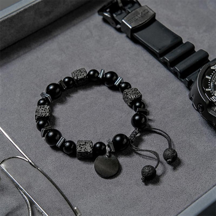 Bracelet Tranquillité en Pierre de Lave Obsidienne
