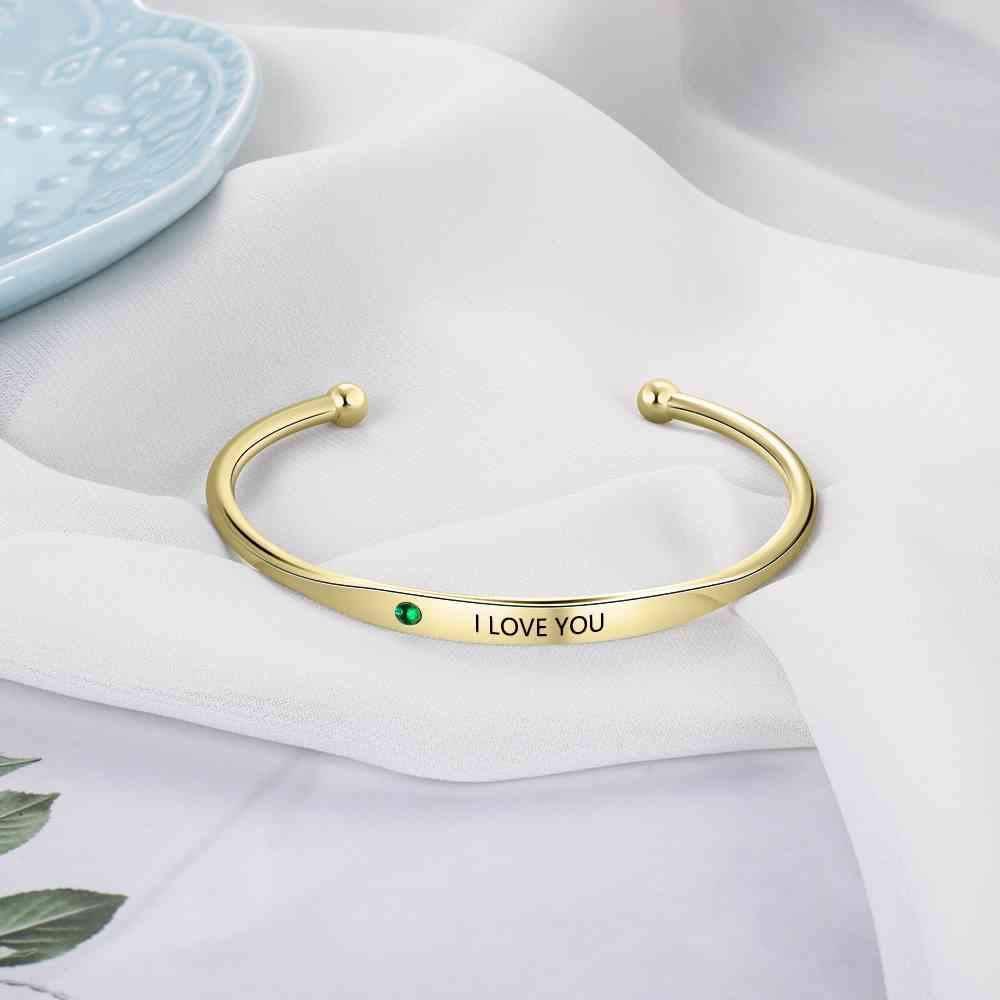 Bracelet personnalisé Olivenorma avec gravure de pierre de naissance 