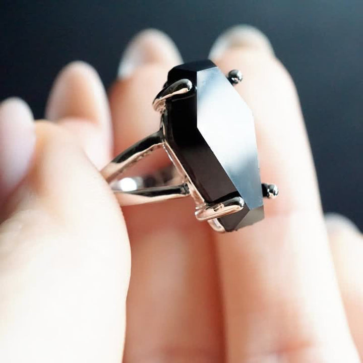 Bague cercueil en onyx noir Olivenorma