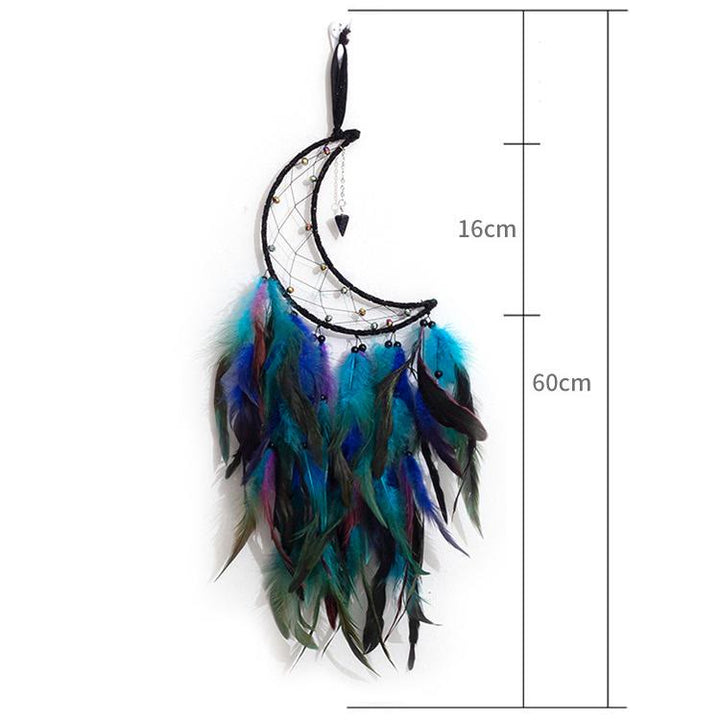 Pendentif en grès bleu Olivenorma Attrape-rêves en forme de plume de lune