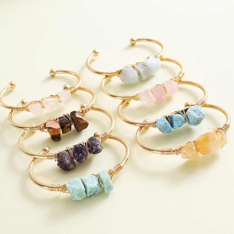 Bracelet vintage en cristal brut et pierres précieuses Olivenorma