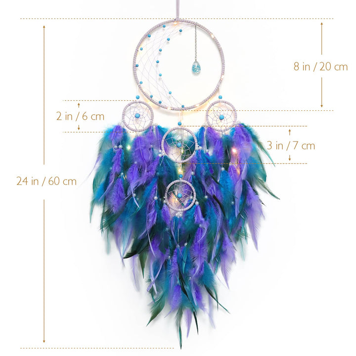 Décoration de lune en demi-cercle Olivenorma avec attrape-rêves lumineux