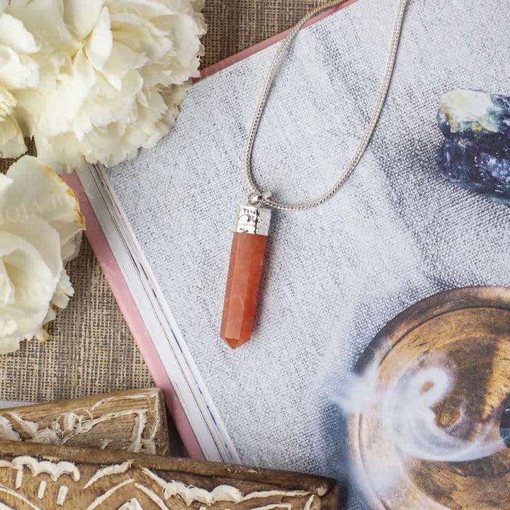Collier pendentif crayon cornaline naturelle en Olivenorma