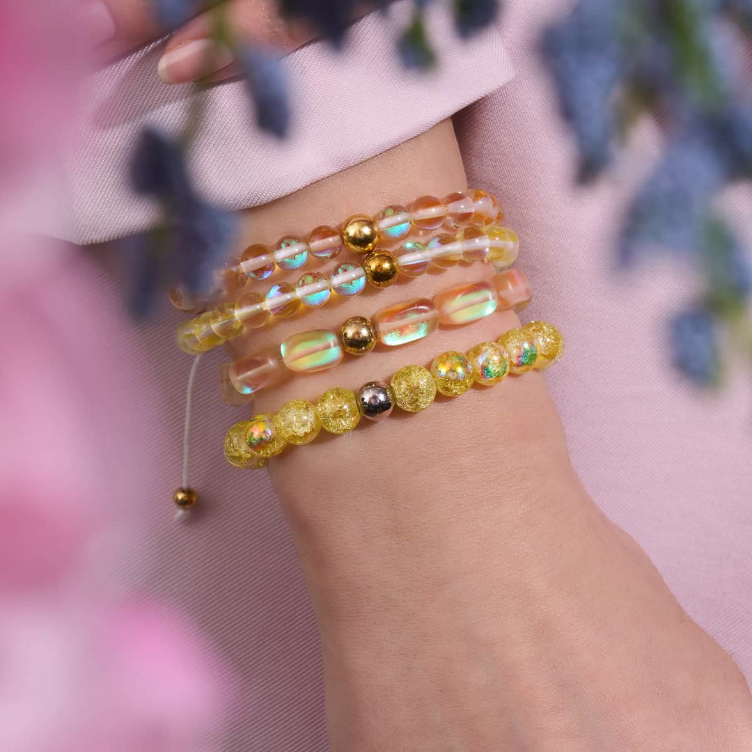 Bracelet en perles de verre cristal jaune pâle Olivenorma 