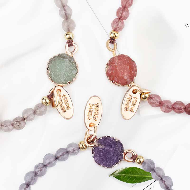 Bracelet Olivenorma en quartz rose, aventurine verte et améthyste