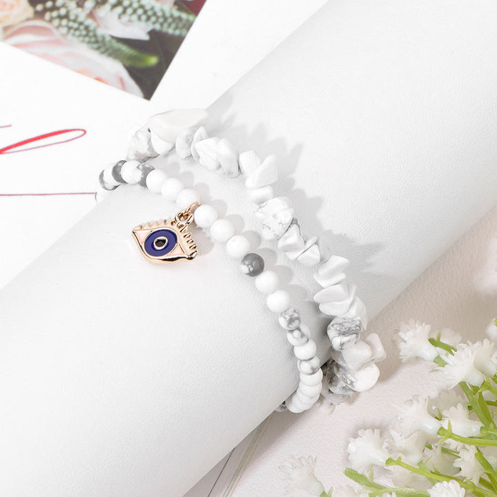 Ensemble de bracelets en cristal à double couche avec pendentif mauvais Olivenorma 