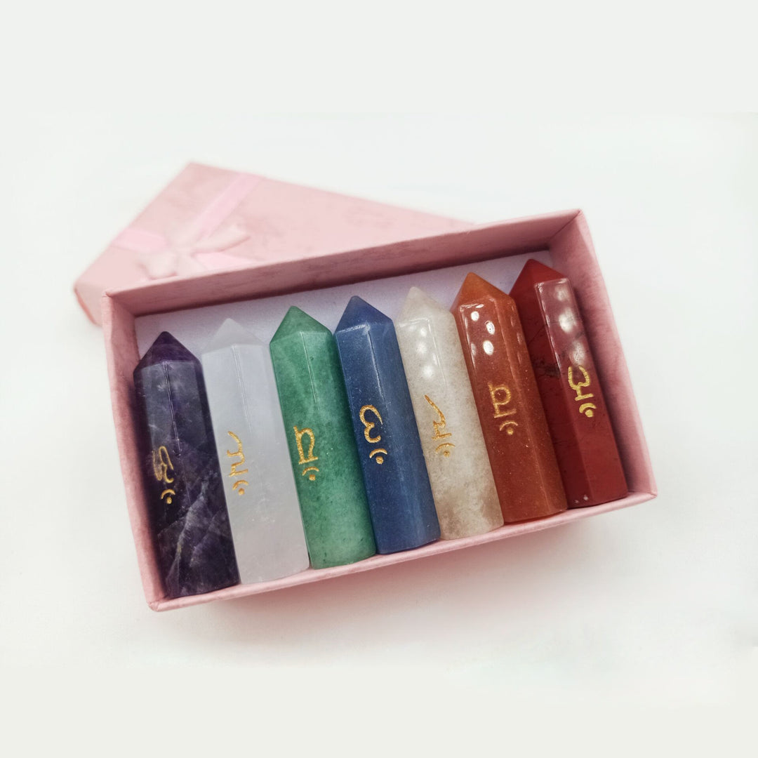 Ensemble de baguettes de cristal décoratives pour chakras de guérison Olivenorma