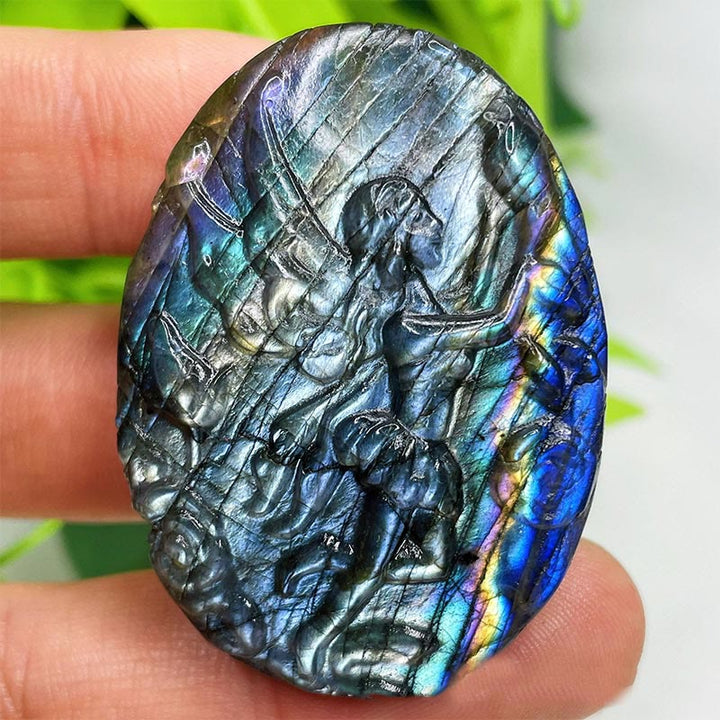 Ornements de visage de lune en labradorite naturelle Olivenorma Décoration en pierres précieuses