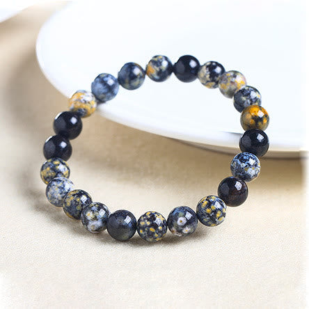 Bracelet en pierre de jaspe océanique bleu naturel Olivenorma 
