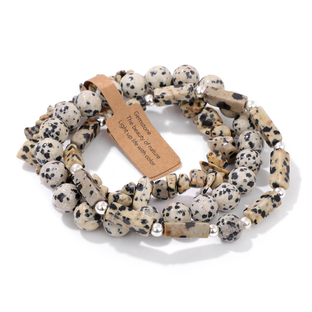 Ensemble de bracelets irréguliers à trois couches en pierre naturelle Olivenorma 