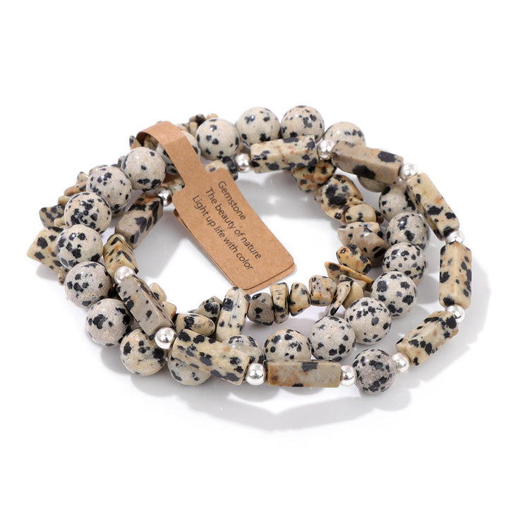Ensemble de bracelets irréguliers à trois couches en pierre naturelle Olivenorma 
