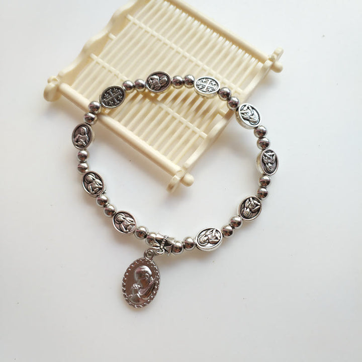 Bracelet croix chrétienne en alliage extensible avec cristal acrylique Olivenorma 