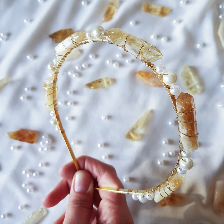 Couronne en cristal de perle et améthyste citrine Olivenorma 
