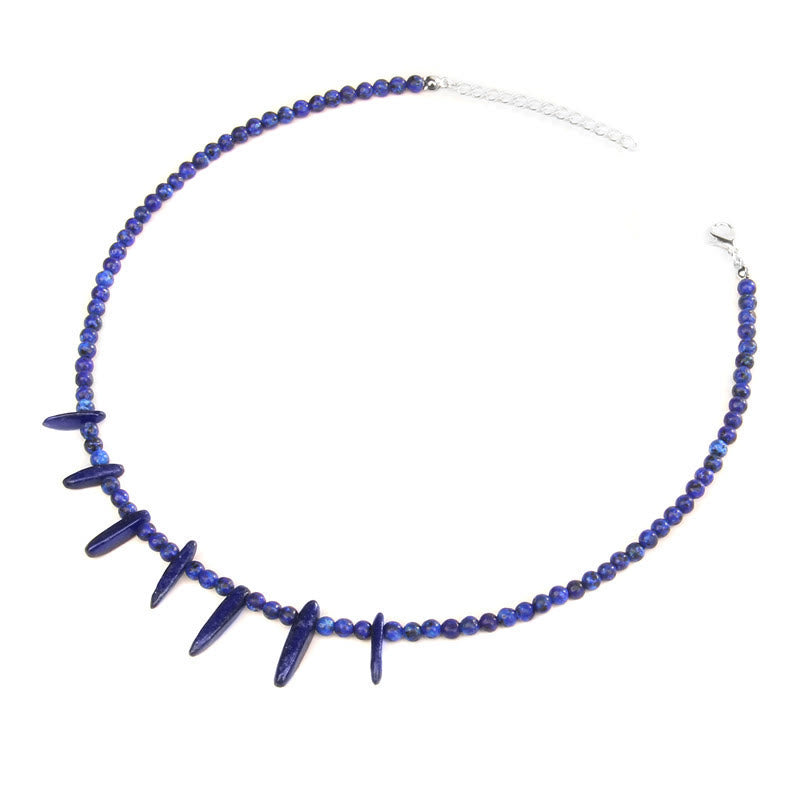 Collier bohème en pierre naturelle de défense Olivenorma avec perles de 4 mm