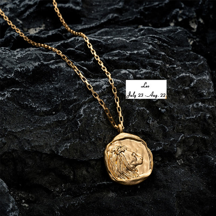 Collier en acier titane galvanisé ou 18 carats Olivenorma Zodiac