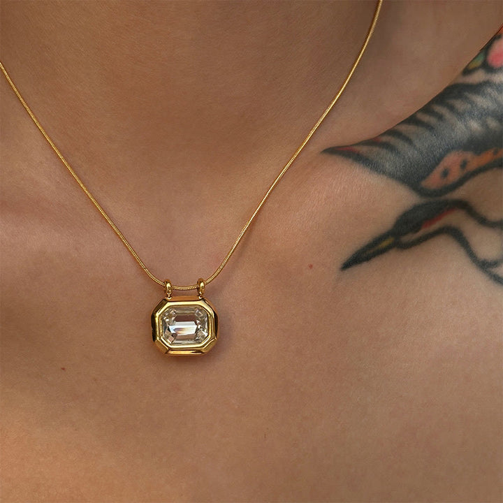 Collier coulissant en acier inoxydable avec cristaux blancs Olivenorma