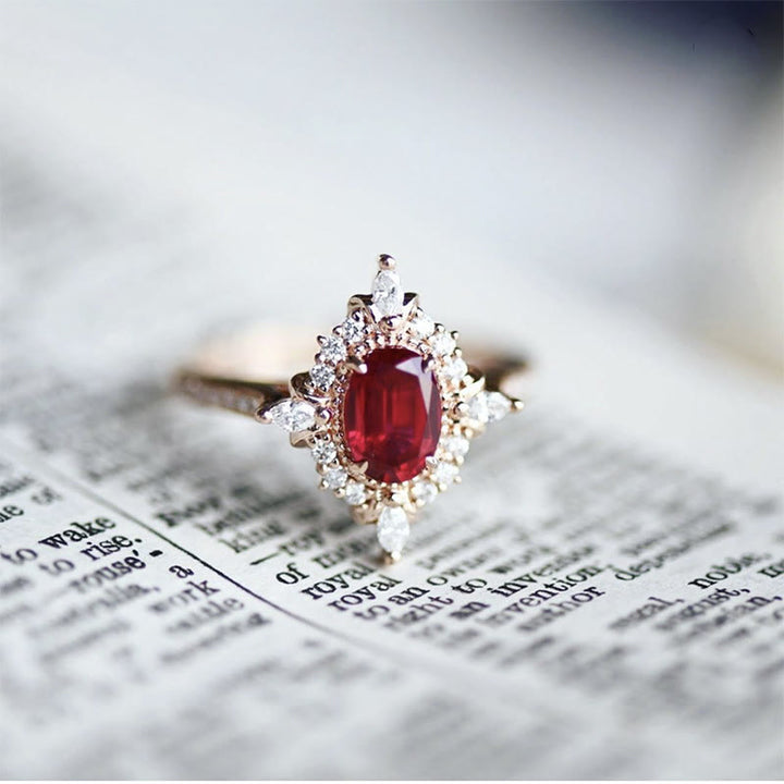 Bague d'ambiance vintage en rubis "Miss Rose" Olivenorma
