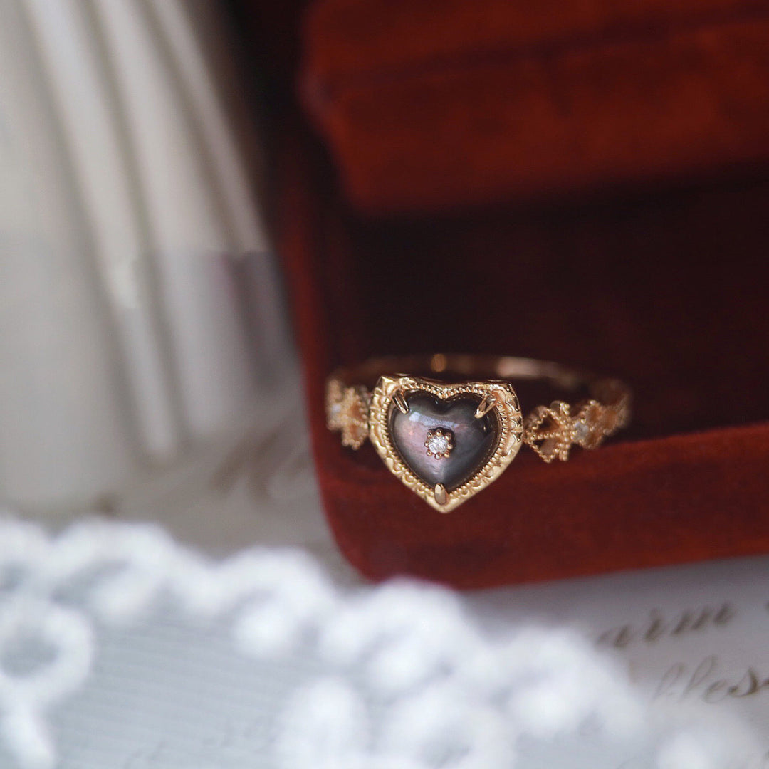 Bague en forme de cœur en labradorite plaquée or en argent sterling Olivenorma