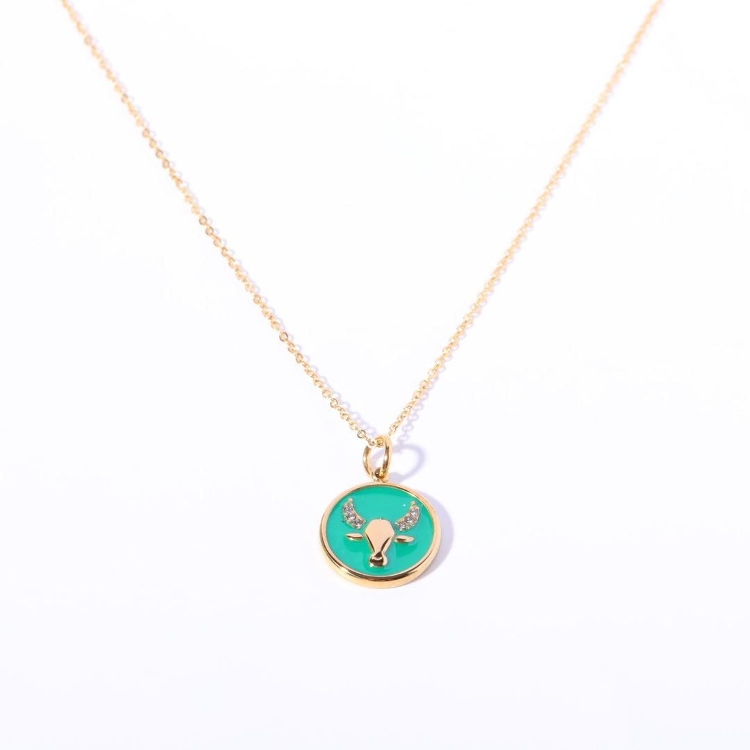 Collier vintage en acier inoxydable 18 carats avec zircon blanc Olivenorma 