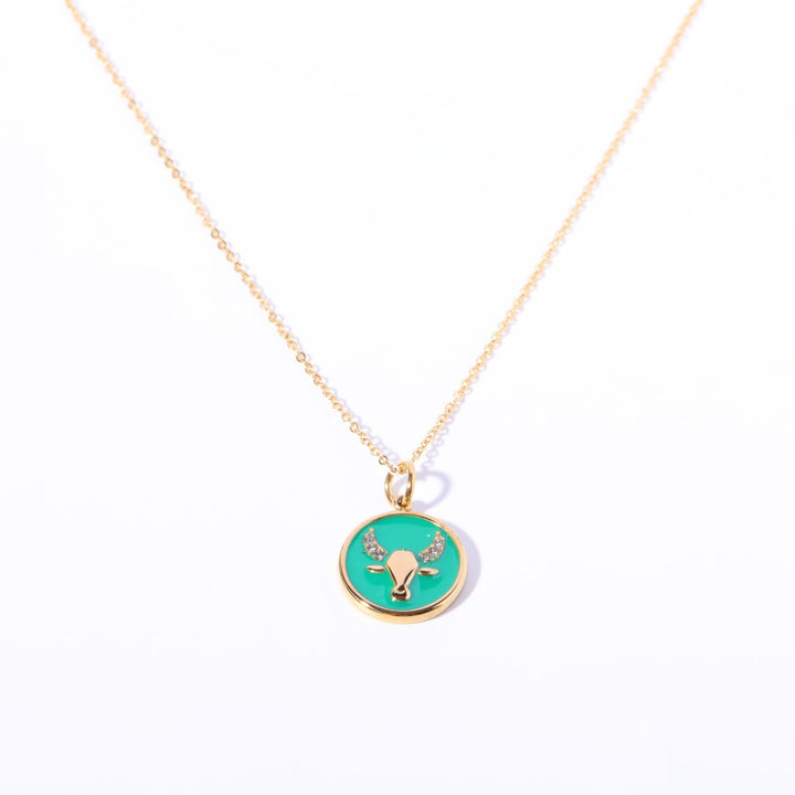Collier vintage en acier inoxydable 18 carats avec zircon blanc Olivenorma 