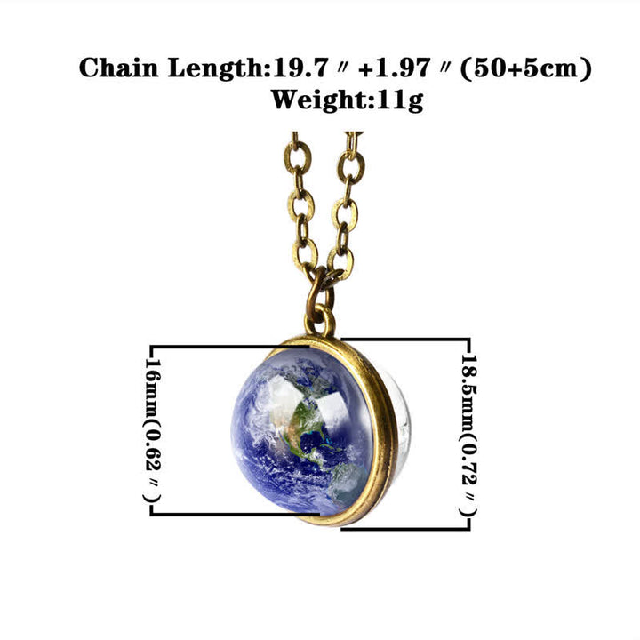 Collier Olivenorma double face avec boules de verre et planètes du ciel