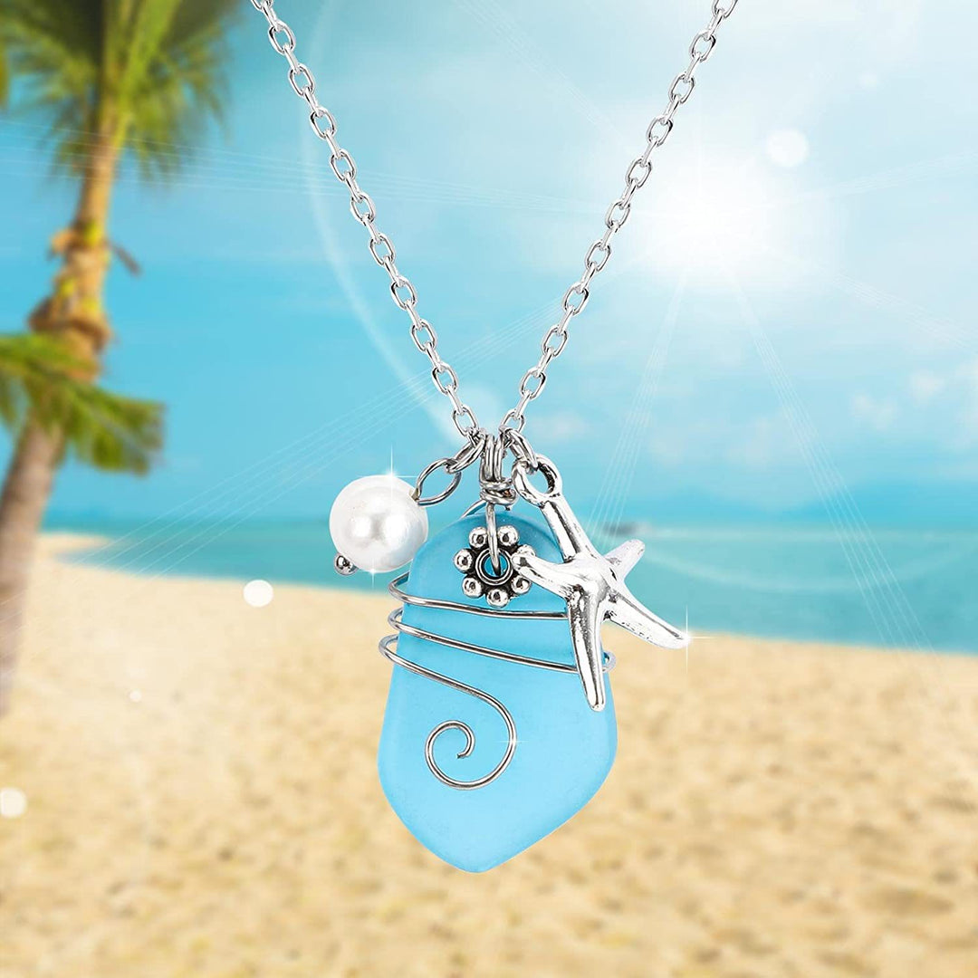 Collier étoile de mer en perles de verre de mer Olivenorma 